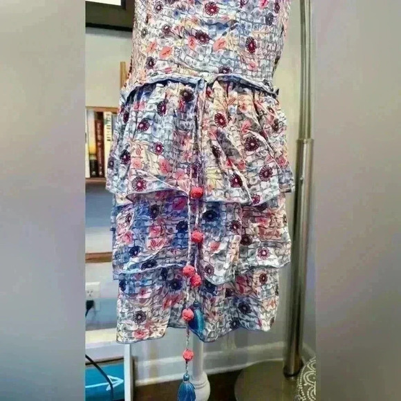 NWT-POUPETTE ST BARTH-Bety Tiered Floral Mini Dress-Size M - Picture 3 of 8